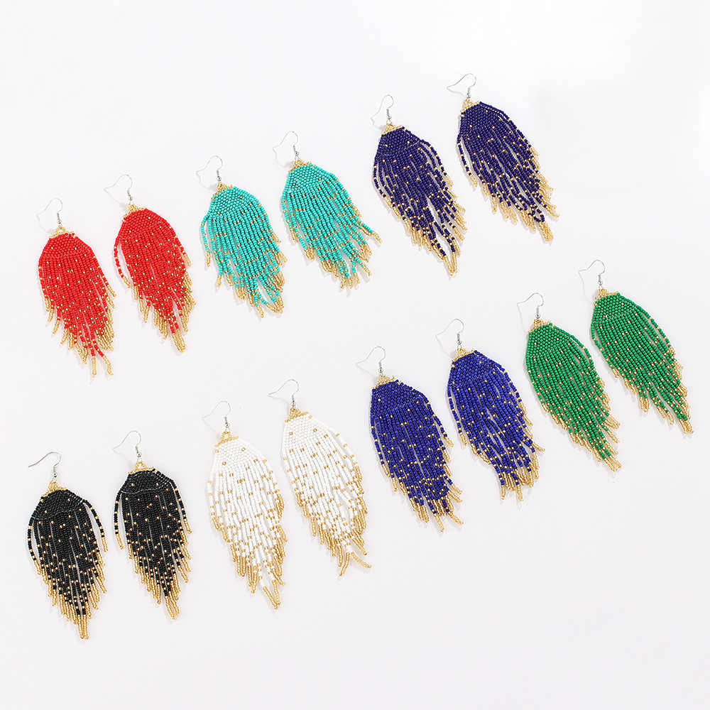 Drop Earrings Classification 1 Pair Bohemian Tassel Beaded Drop Earrings