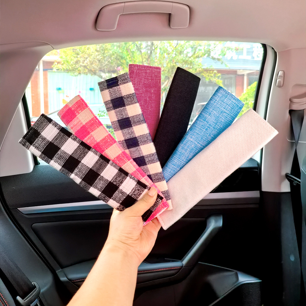 Casual Plaid Car Seat Belt Shoulder Cover Car Shoulder Cover High-End Fabric Anti-Wear Car Interior Supplies