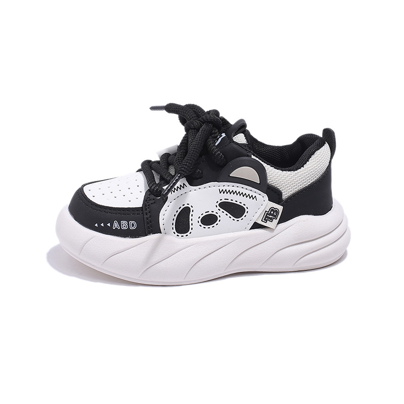 2025 Primavera y otoño Nuevos zapatos de panda de dibujos animados Suela suave antideslizante Zapatos deportivos para niños pequeños, medianos y grandes Venta al por mayor Zapatos individuales para niños