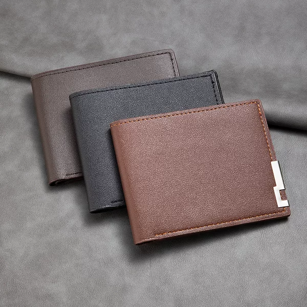 Men's Short Wallet with Metal Edge, Horizontal Style, Business Card Holder, Multi-Card Slots, Durable Card Holder, Vintage Credit Card Wallet