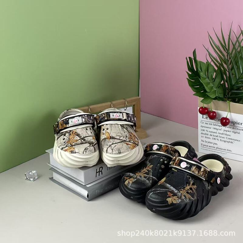 2023 New Camouflage Print Croc Shoes Bobo Transfer Print Realtree Beach Shoes Men's Outdoor Slippers Women's Shoes