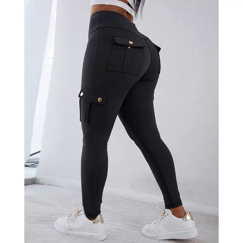 ⑩T 3004725 AliExpress кроссбордер новые стильные спортивные штаны высокой талией с манжетами и карманами для женщин
