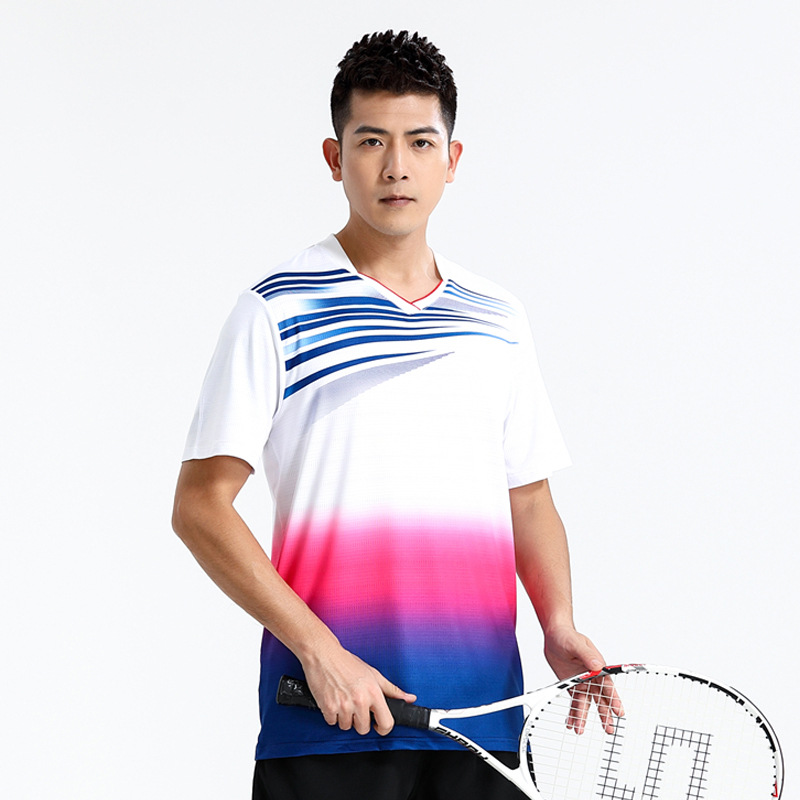 Seco rápido transpirable poliamonio bádminton set hombre y mujer V-cuello chaqueta deportiva para niños logotipo de impresión de adultos
