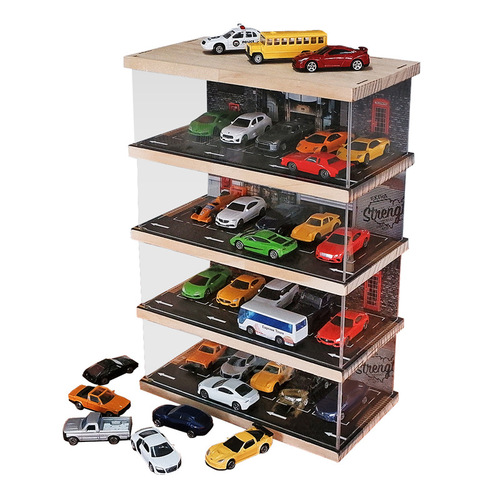 1/64 toy car simulation parking lot model garage scene multi-layer assembled acrylic display box parking space