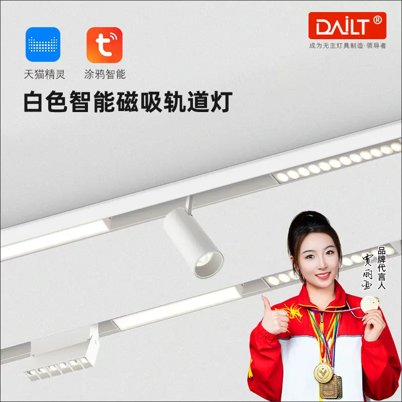 智能系统蓝牙涂鸦zigbee手机语音控制白色磁吸轨道灯导轨射灯遥控