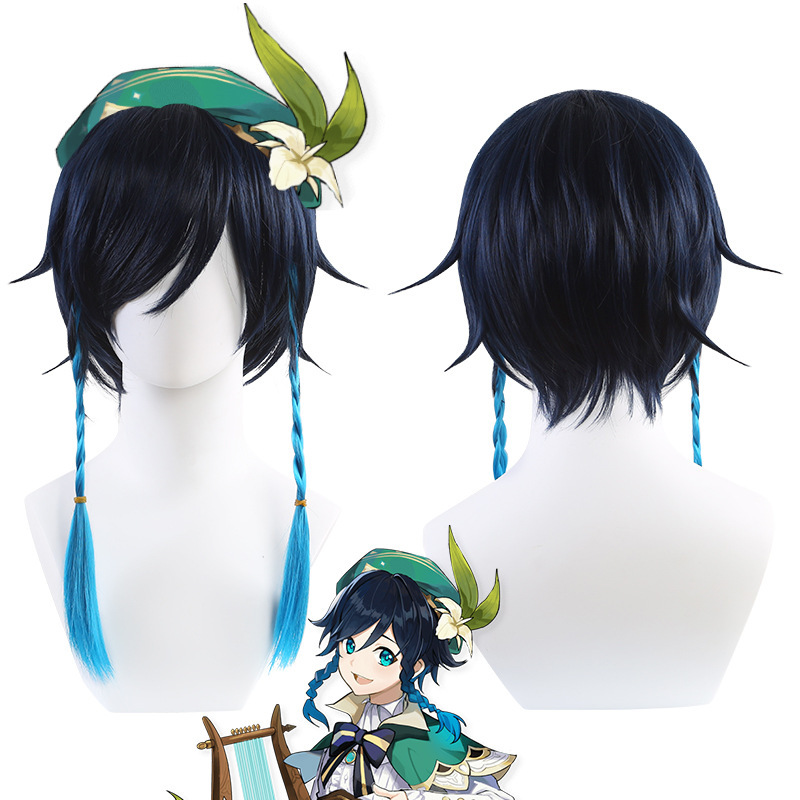 Cardamom Original God Wendy Venti Gradient Blue Braid Anti-warped Style cos Wig Cardamom Original God Wendy Venti Gradient Blue Braid Anti-warped Style cos Wig