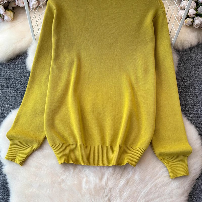 Damenbekleidung Damenmode Anzugdesign farblich passender langärmeliger Strickjackenpullover vielseitiger dreiteiliger Anzug mit hoher Taille und weiten Beinen_voghion.com