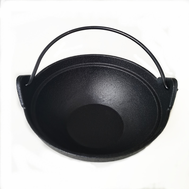 Olla colgante de hierro fundido olla de hilo al aire libre olla de sopa de hierro de cerdo Olla japonesa longevidad que acampa olla pequeña olla caliente portátil