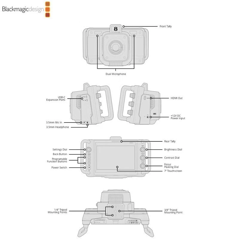 Студийная камера Blackmagic Studio 4K Plus мульти-установка на месте съемки