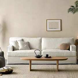 北欧小户型布艺沙发现代简约美式复古侘寂风可拆洗民宿办公楼家具