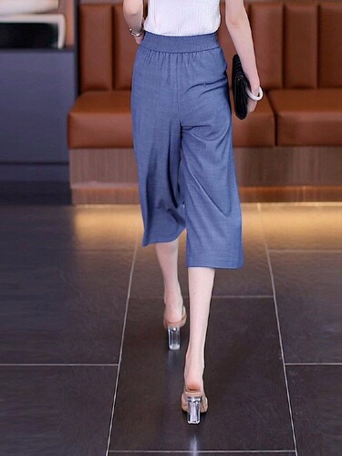 Tiansi jeans for women's summer thin 2025 new style, high waist, slimming, small figure, ice silk seven-quarter wide-leg pants