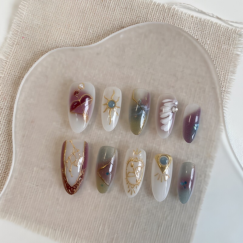 [Libra] Handmade Zodiac Wearable Nails Light Luxury High-End 2026 New Handmade Whitening Nail Patch