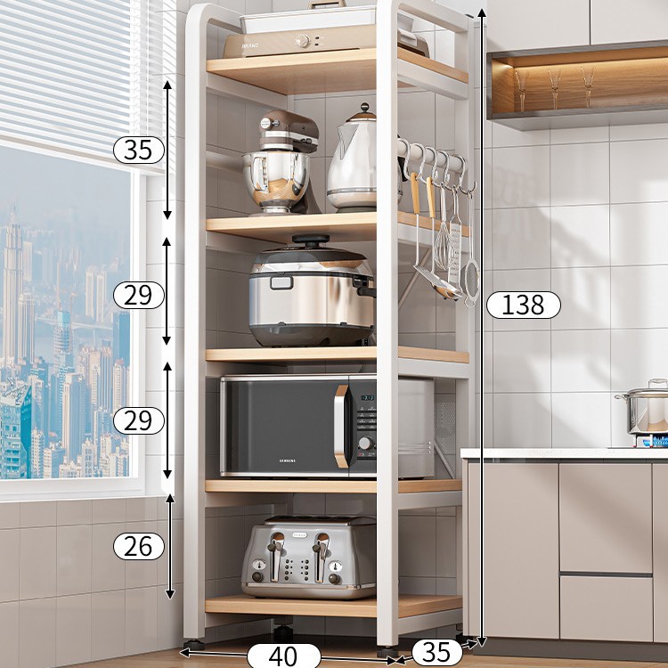 Estante de almacenamiento de cocina piso del hogar horno de microondas de múltiples capas estante simple multifuncional estante de almacenamiento