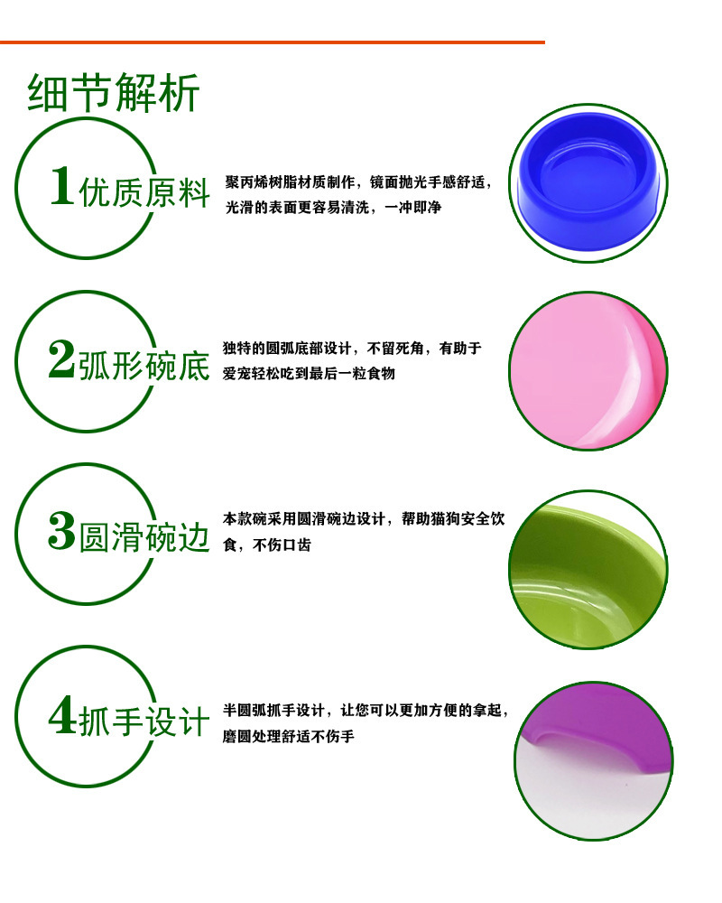 宠物碗北欧风简约耐用圆口宠物狗碗糖果色小清新猫粮碗宠物喂食碗详情2