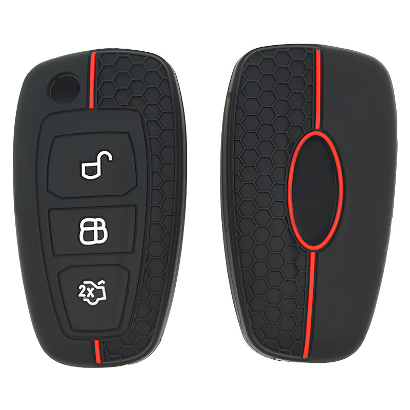 Ford For Ford New Focus Pattern Protective Case Ecosport Tourneo Silicone Key Cover (Static Rod/Key Bag) - red