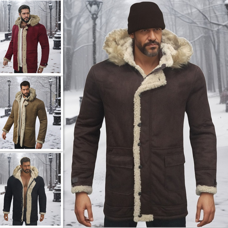 2024 Winter New Product: Leather and Fur Integrated Men's Coat, Thickened Suede Jacket_voghion.com
