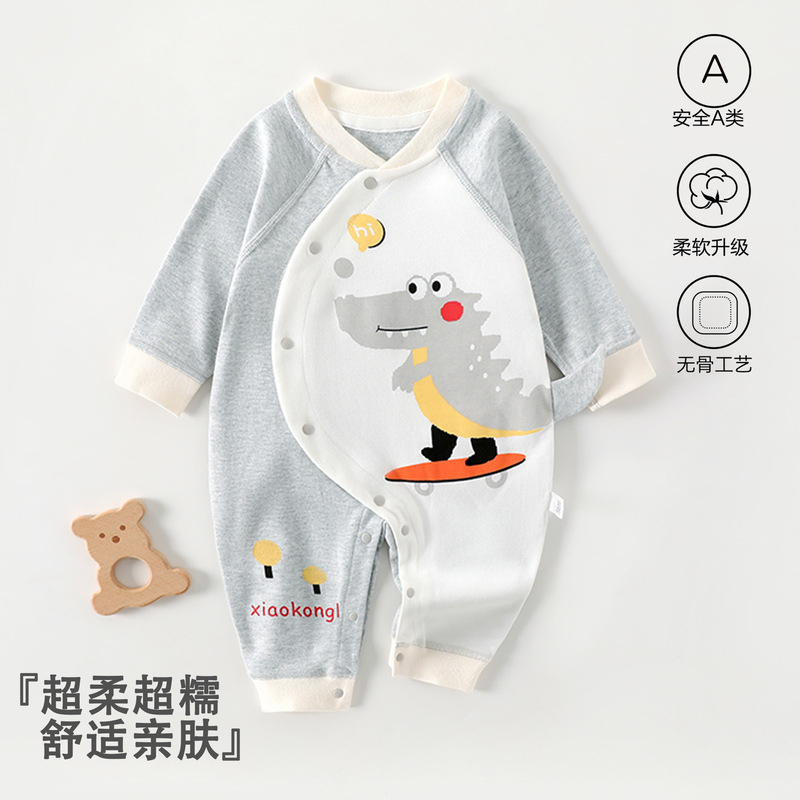 [Clearance Sale] Baby and Toddler Clothes Spring and Autumn Style Pure Cotton Seamless Outdoor Wear Romper Cartoon Design Romper