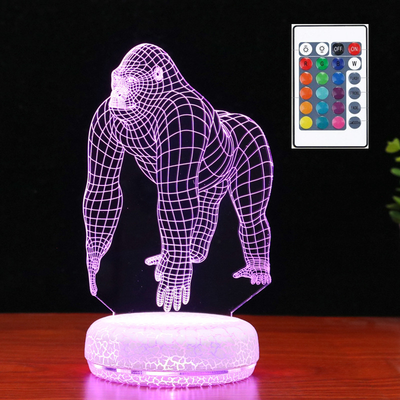2021 foreign trade new gorilla 3D nightlight touch remote control seven color atmosphere gift bedroom nightlight