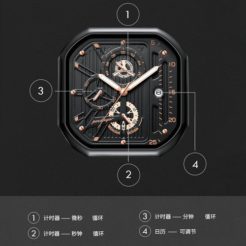 Swiss brand new waterproof luminous multifunctional men's watch fashionable Yunda quartz watch live foreign trade