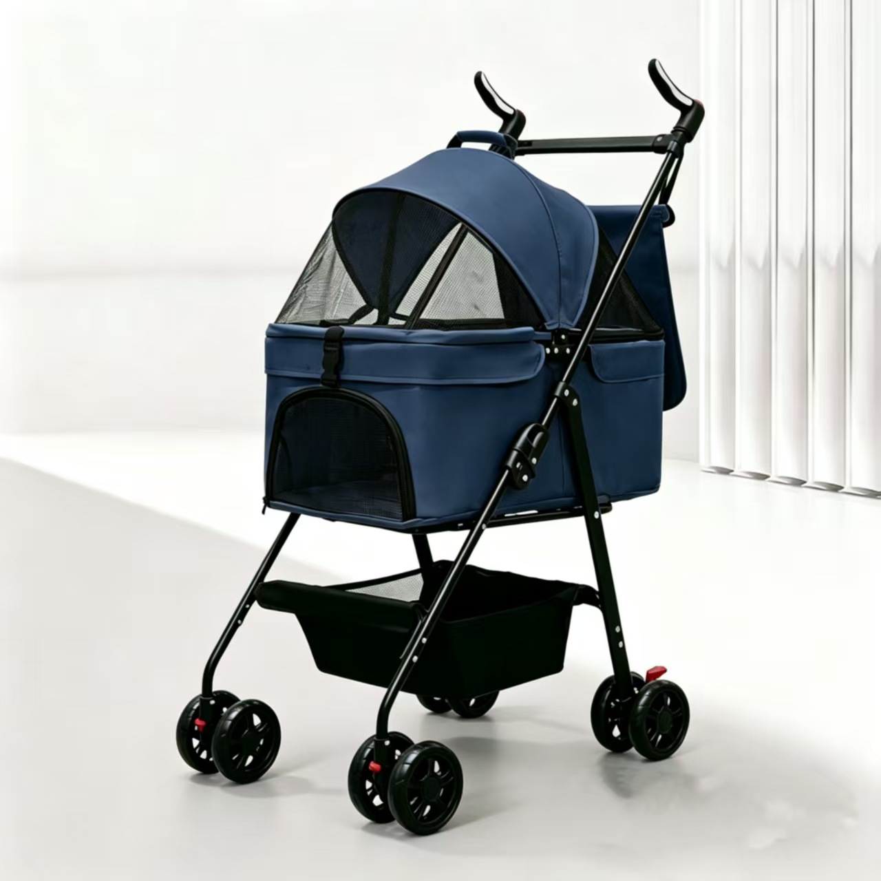 Cochecito Plegable para Mascotas de Metal, Plegable, para Exteriores