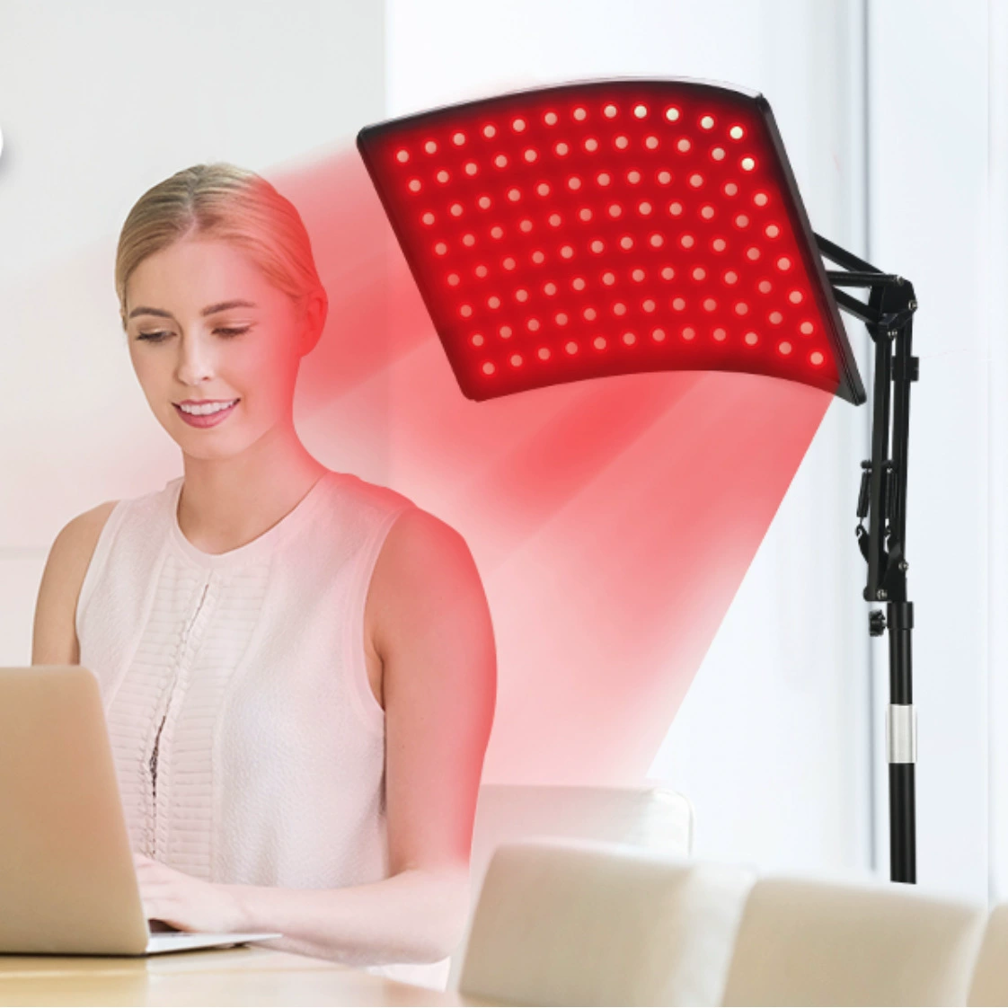 Прямые поставки с завода: новая модель цельнометаллической напольной лампы для светотерапии с 160 светодиодами, изогнутая, с красным светом, сертифицированная ULFCCCEFDA, улучшенная версия.