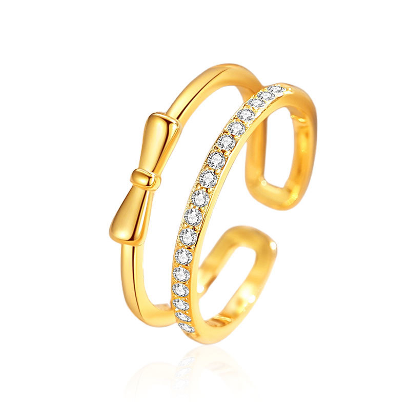 Anillo de plata esterlina 925 doble arco anillo de diseño de moda mujer estilo ligero de lujo diamante incrustado 925 anillo apilado