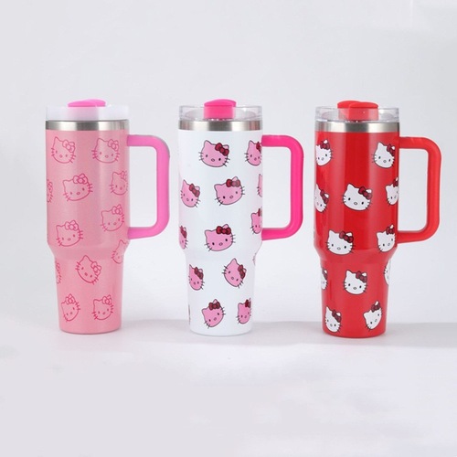 Stanley-style KT cat 40oz ice-buster cup stainless steel KT cat insulated cup large capacity convenient handle car cup