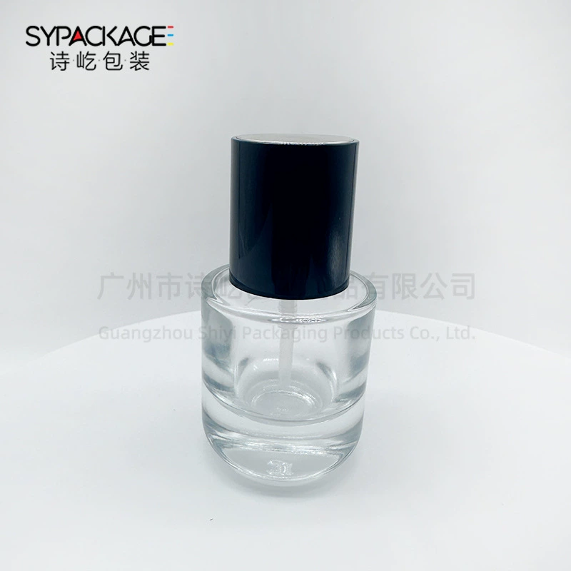 Оптовая продажа от производителя: новая стеклянная бутылка для жидкой основы 30 мл с круглым дном, толстым дном, дозатором-помпой, портативная бутылка для дозирования.