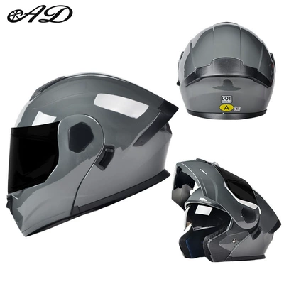 for Men, Full-Face Helmet for All, Motosiklet kaskı (dəbilqə) - dot3c-grey-black-tea-mirror-hd-mirror-m-size-55-56cm