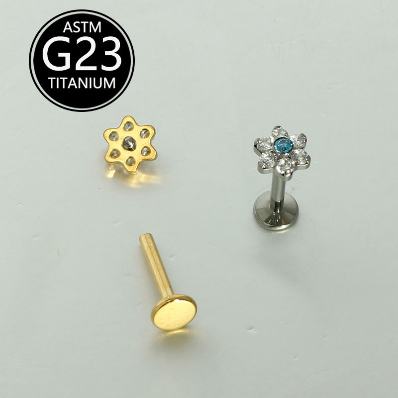 Labret piercing jewelry detail image