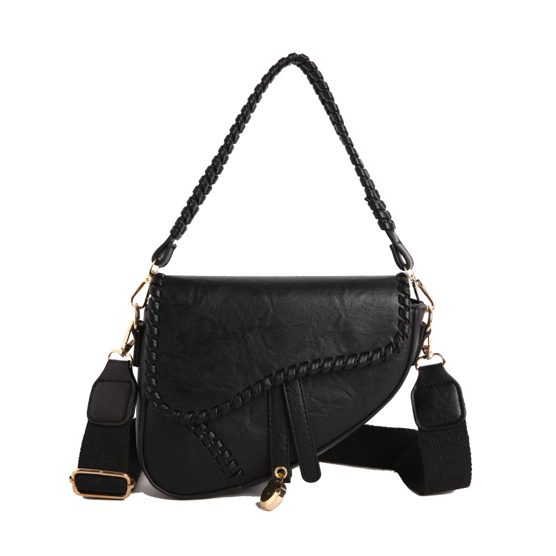 Bolso para mujeres 2025 nuevo nicho coreano retro textura red rojo ancho cinturón de hombro mochila trenzada bolsa de sillín