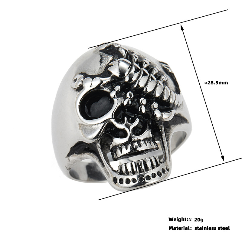 25g Weight Rings Classification 10, 13, 8 Ring Size Wholesale Jewelry Punk Skull Titanium Steel Plating Rings