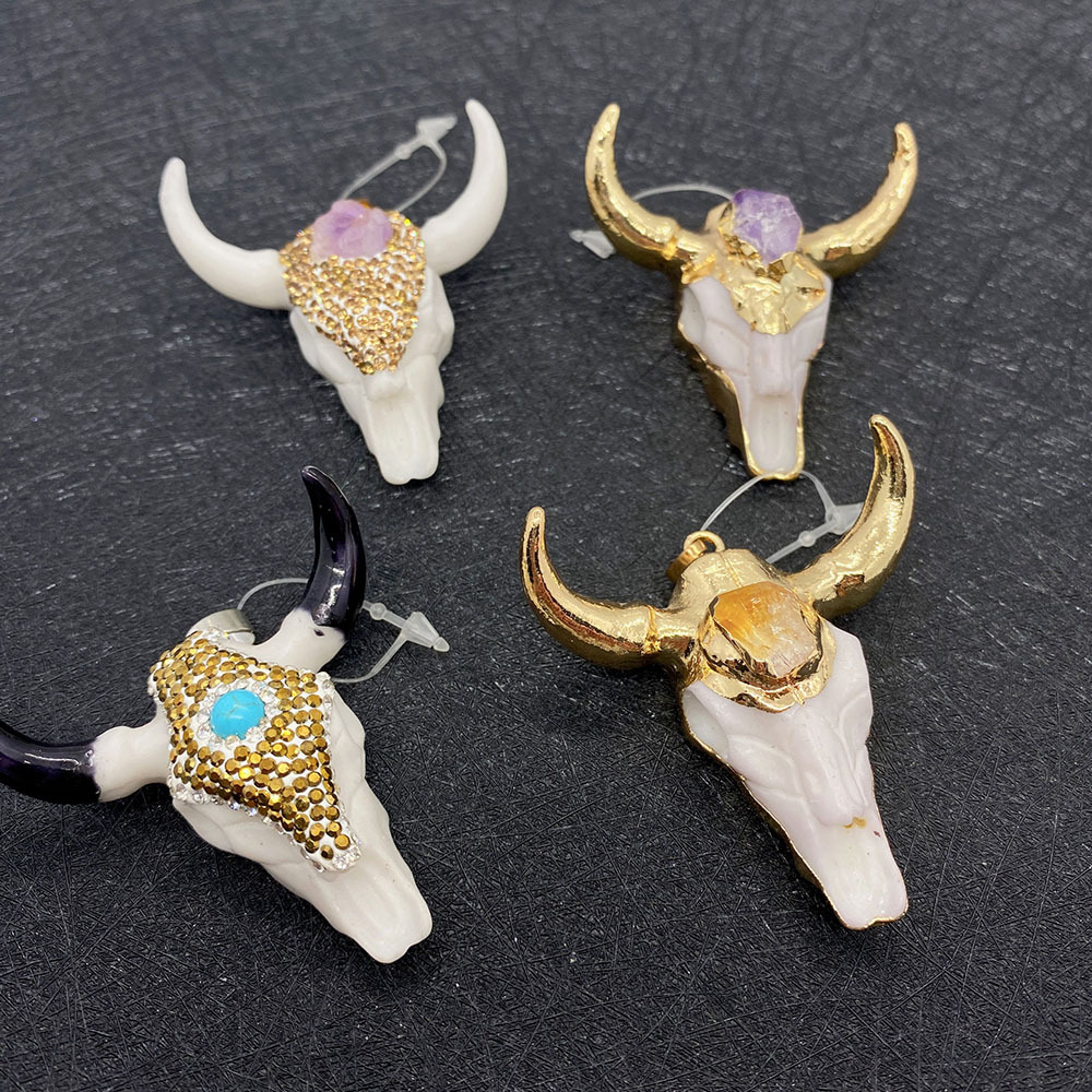 1 Piece Acrylic Natural Stone Crystal Colorful Cattle Pendant DIY Jewelry Accessories display picture 2