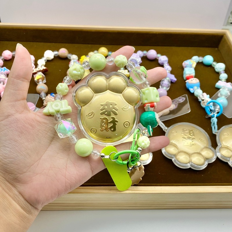 足金999来财招财喵猫爪手机链绳挂件双面饰品招财纳福御守猫礼物|undefined