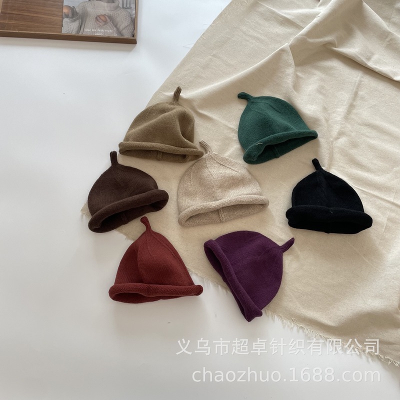 初秋の防寒帽子、韓国風冬用毛糸帽子、かわいい子供用おしゃぶり帽子、男の子と女の子のニット帽|undefined