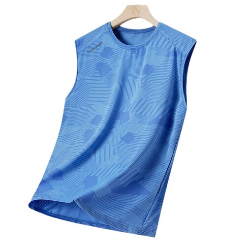Summer Ice Silk Backless T-Shirt for Men Camouflage Quick-Dry Elastic Outdoor Sports Thin Air-Conditioning Casual Sleeveless Top Trend