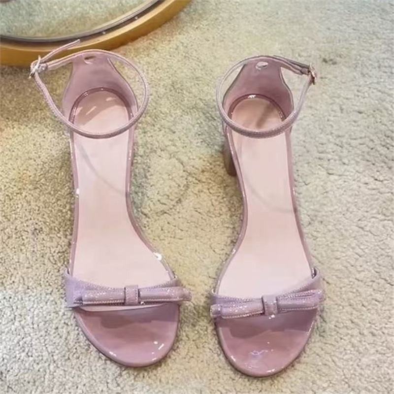 Trendy Round-Toe Open-Toe Chunky Bow 2025 Single Strap Light Purple Daily High Heels Summer New