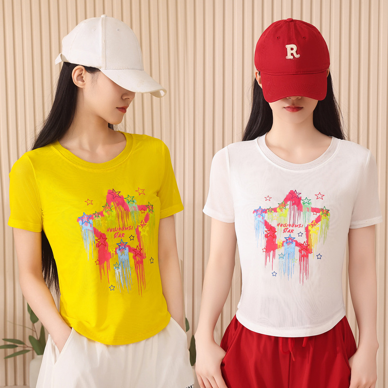 2025年新作夏ソフトガーゼ半袖8色スクエアダンス服トップス|undefined