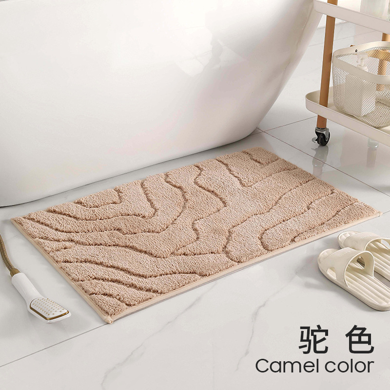 Flocking agua estriado puerta de entrada alfombra de baño alfombra doméstica 2025 nueva venta caliente transfronteriza