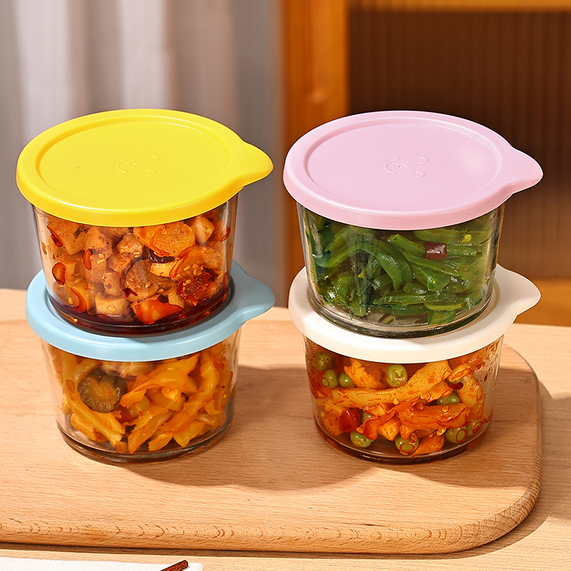 玻璃咸菜盒迷你带盖小碗密封保鲜小菜厨房收纳食品级分装盒收纳盒|undefined