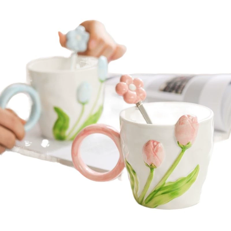 Вкус высокоценного tulip кружка нишевый дизайн керамическая чашка детская семейная питьевая чашка кофейная чашка