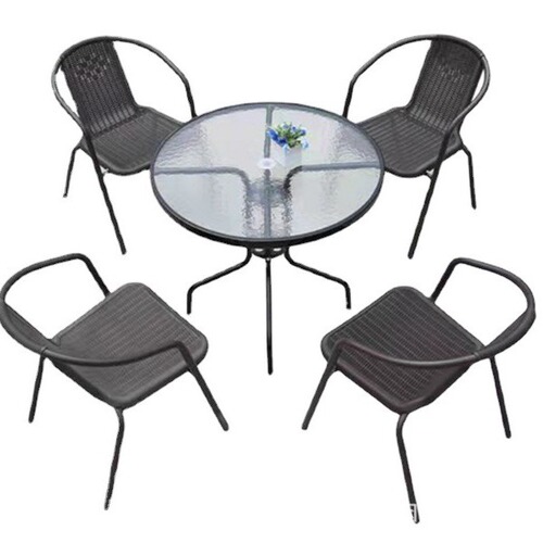 Outdoor table and chair set, balcony table and chair set, three-piece outdoor wicker chair combination, simple and casual outdoor courtyard set