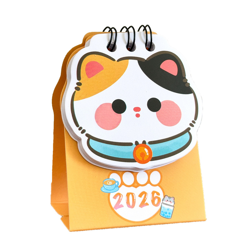 2026 子猫 Doudou 卓上カレンダー学生かわいいガーリーハートチェックイン装飾品漫画ミニ高価値小型カレンダー|undefined