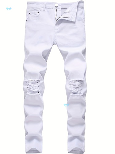 Men's Slim Fit Ripped Skinny Jeans Stretchy Distressed Cross-border