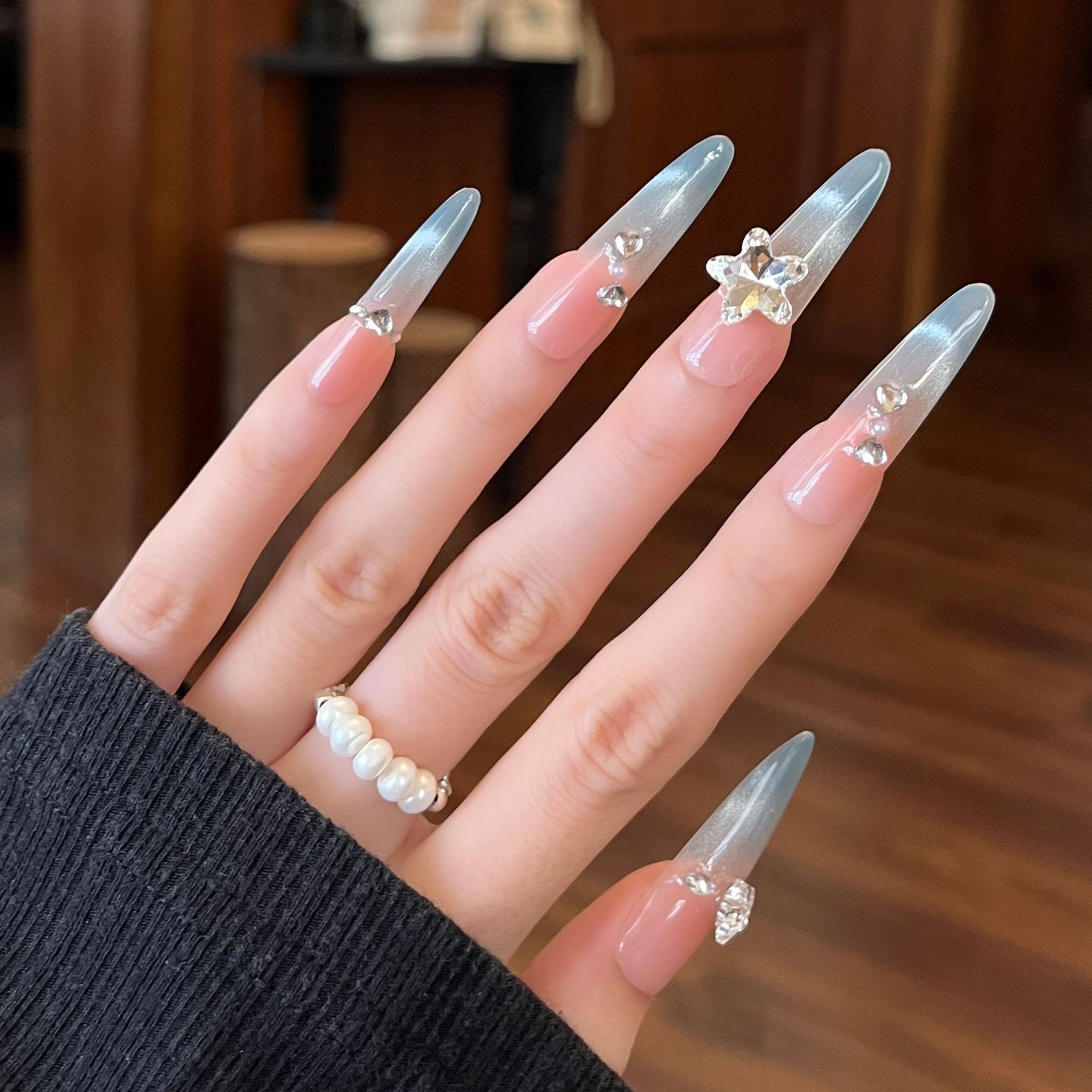 Manos de uso azul de uñas largo perro fino 4.0 ojo de gato manicure parche de uñas parche de uñas