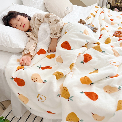 Thick double-sided fleece blanket A side milk fleece blanket B side lambswool blanket cute children's coral fleece blanket