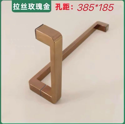 square handle, shower room thickened Portal Wrist - l-shaped-handle-with-hole-spacing-385185-one-set-rose-gold-brushed-finish-fingerprint-resistant-extra-thick-genuine-high-quality-handle