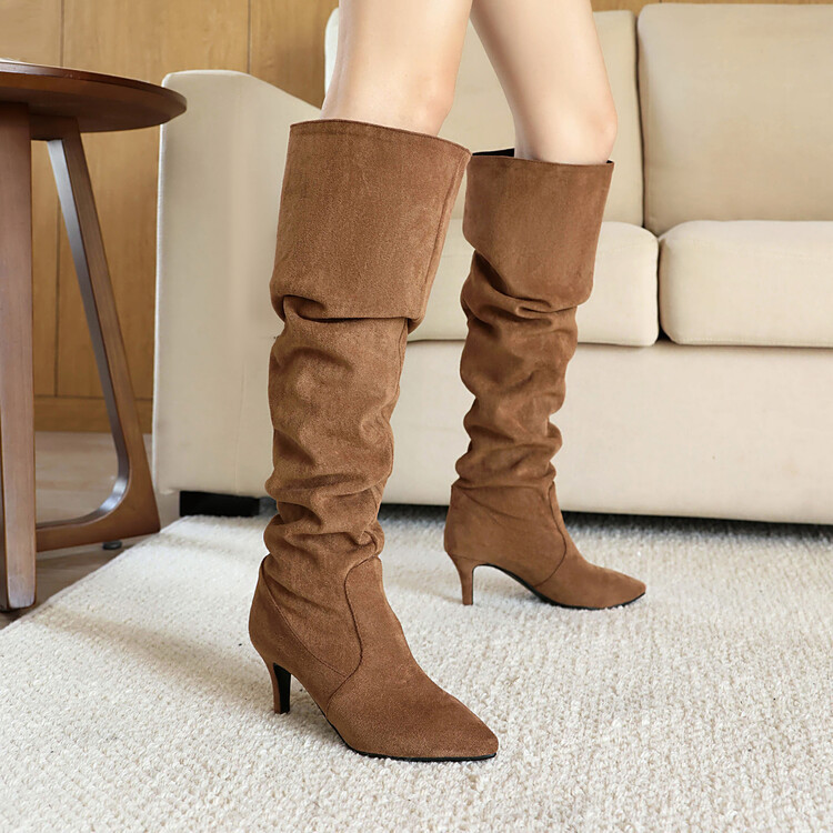 European and American Loose Thigh-High Boots 2024 Autumn and Winter New Boots Pointed Toe Stiletto Women's Boots Export 32-48