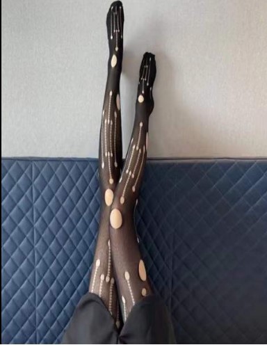 Fábrica en stock al por mayor de malla sexy JK medias negras transfronterizo Comercio exterior blanco Luna doble G pantimedias calcetines de red