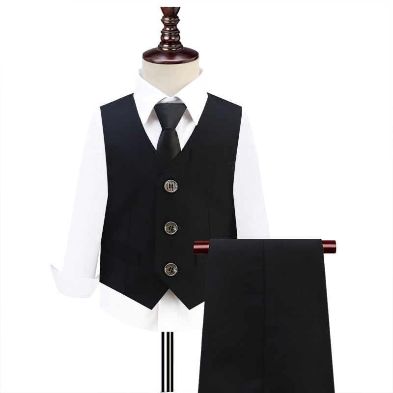 Children's Suit Suit Boy Autumn and Winter Flower Girl Wedding Suit Baby One-Year-Old Kids Suit Piano Performance Suit